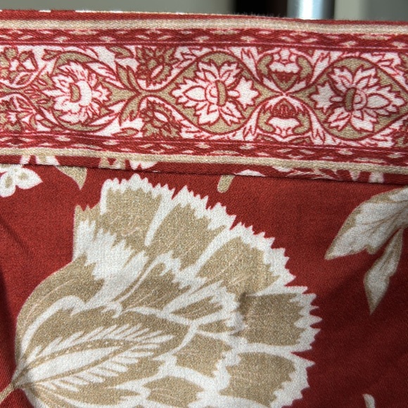 Antonio Melani Floral Puff Sleeve Top |Rust Red Beige | Square Neck |NWT Size 14 - Picture 4 of 8